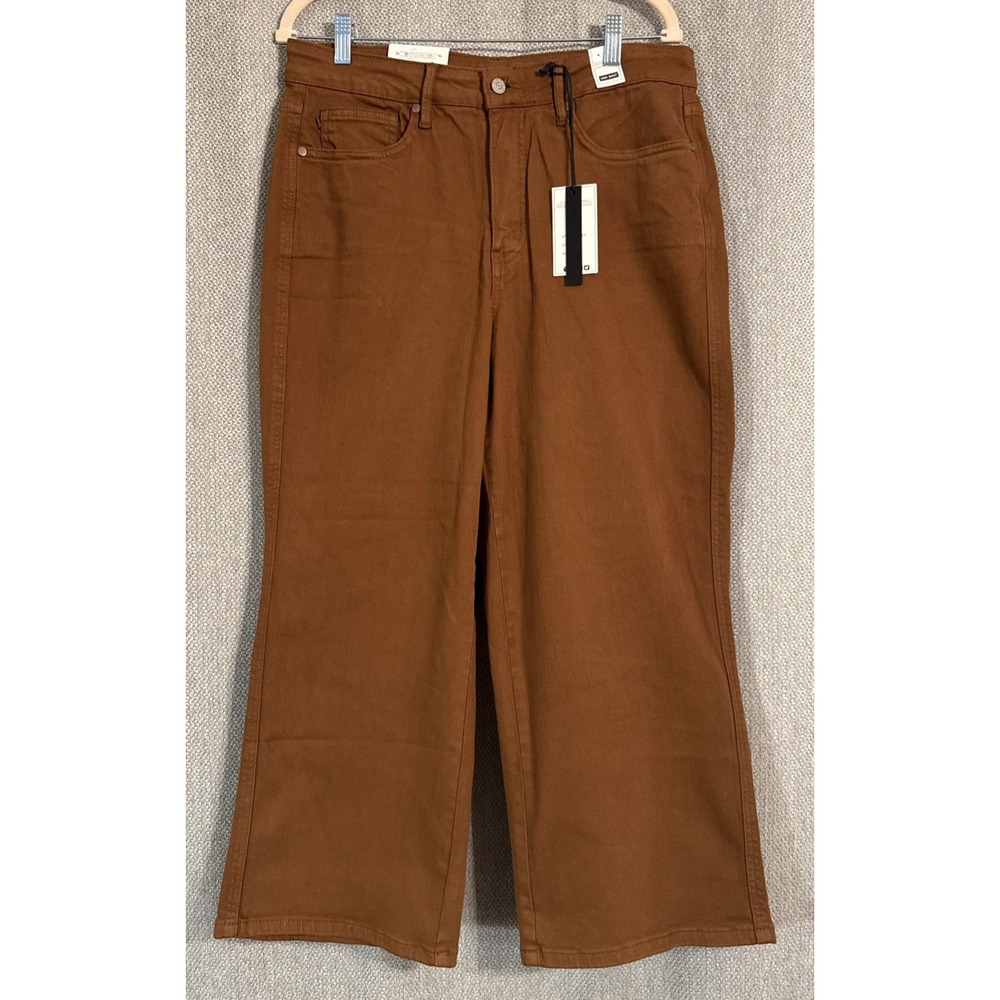 Judy Blue Jeans Women's 14W Wide Leg High-Waist Tummy Control Garment Dyed Camel